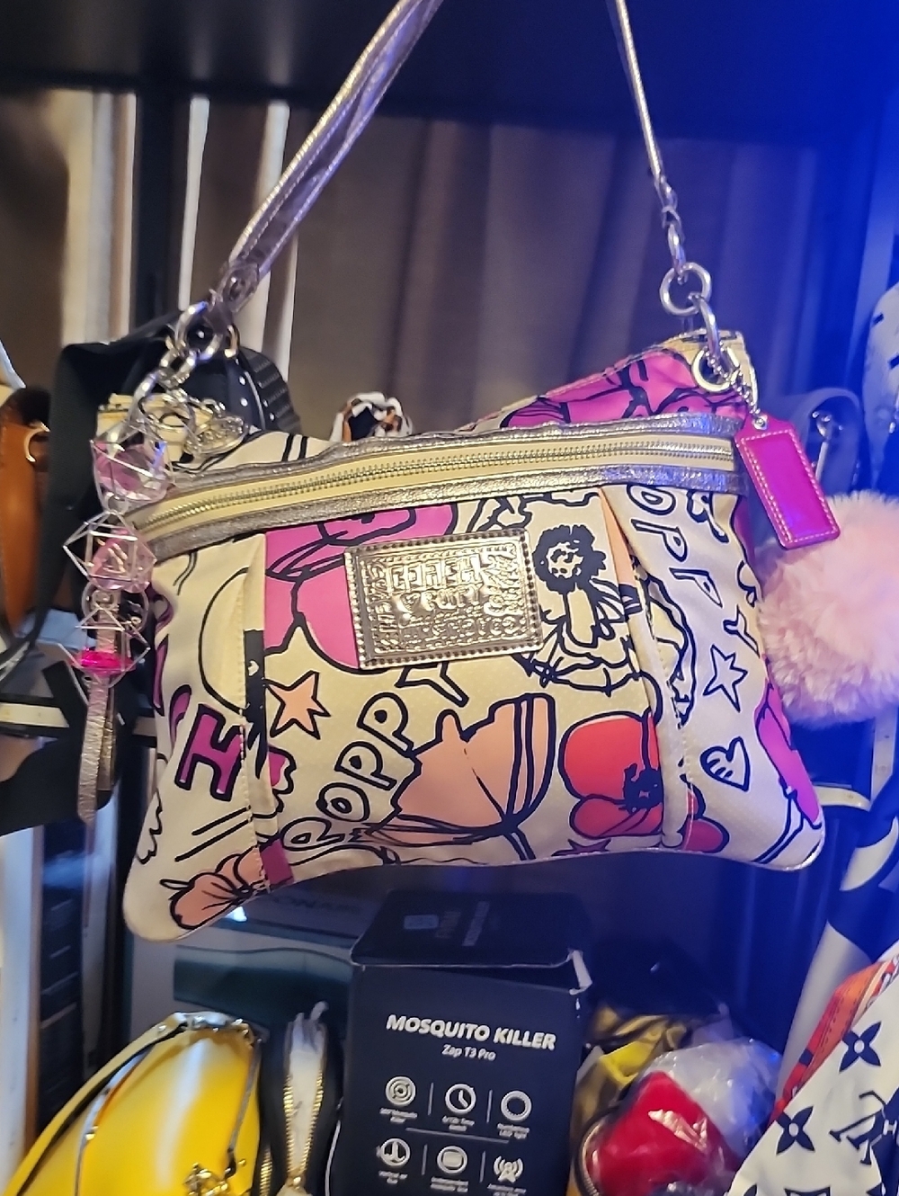 Coach Pink Poppy Floral Graphic Crossbody Bag
